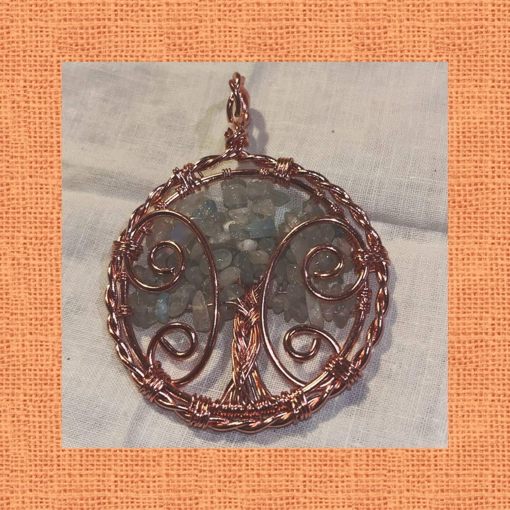 Exclusive Tree of Life HANDMADE labradorite with copper Wire Wrap Pendant